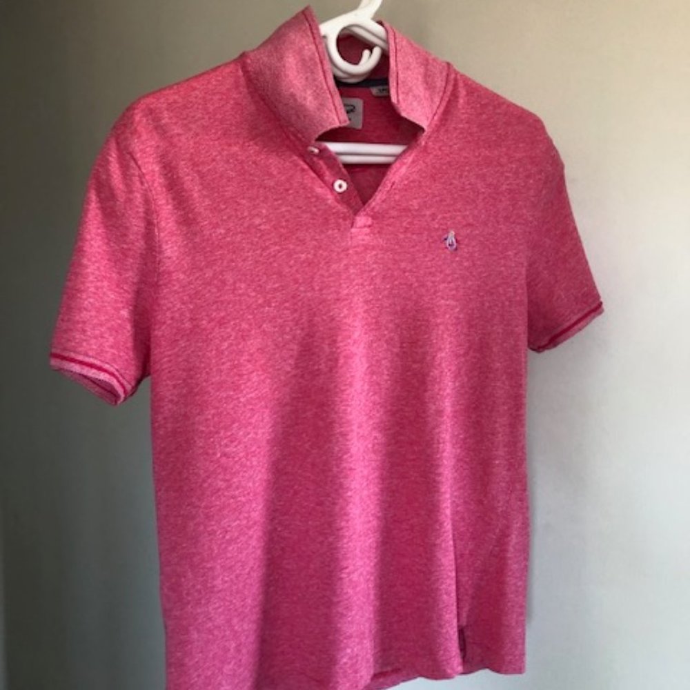 🐧 ORIGINAL PENGUIN BRAND ORGANIC INTERLOCK TIPPED POLO in SALSA RED